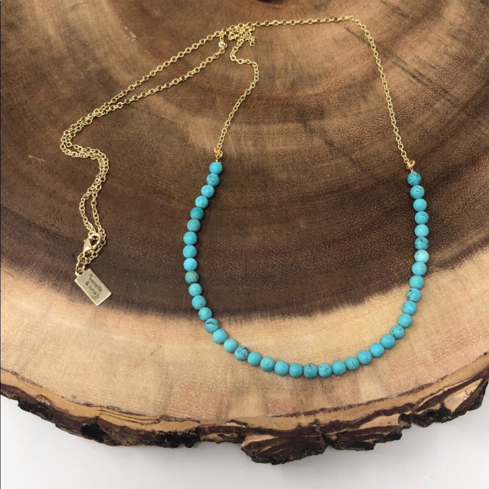 Turquoise Howlite 14k Gold plated Boho Necklace